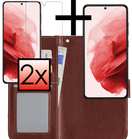 NoXx NoXx Samsung Galaxy S21 Plus Hoesje Bookcase Uitneembaar Met 2x Screenprotector - Bruin