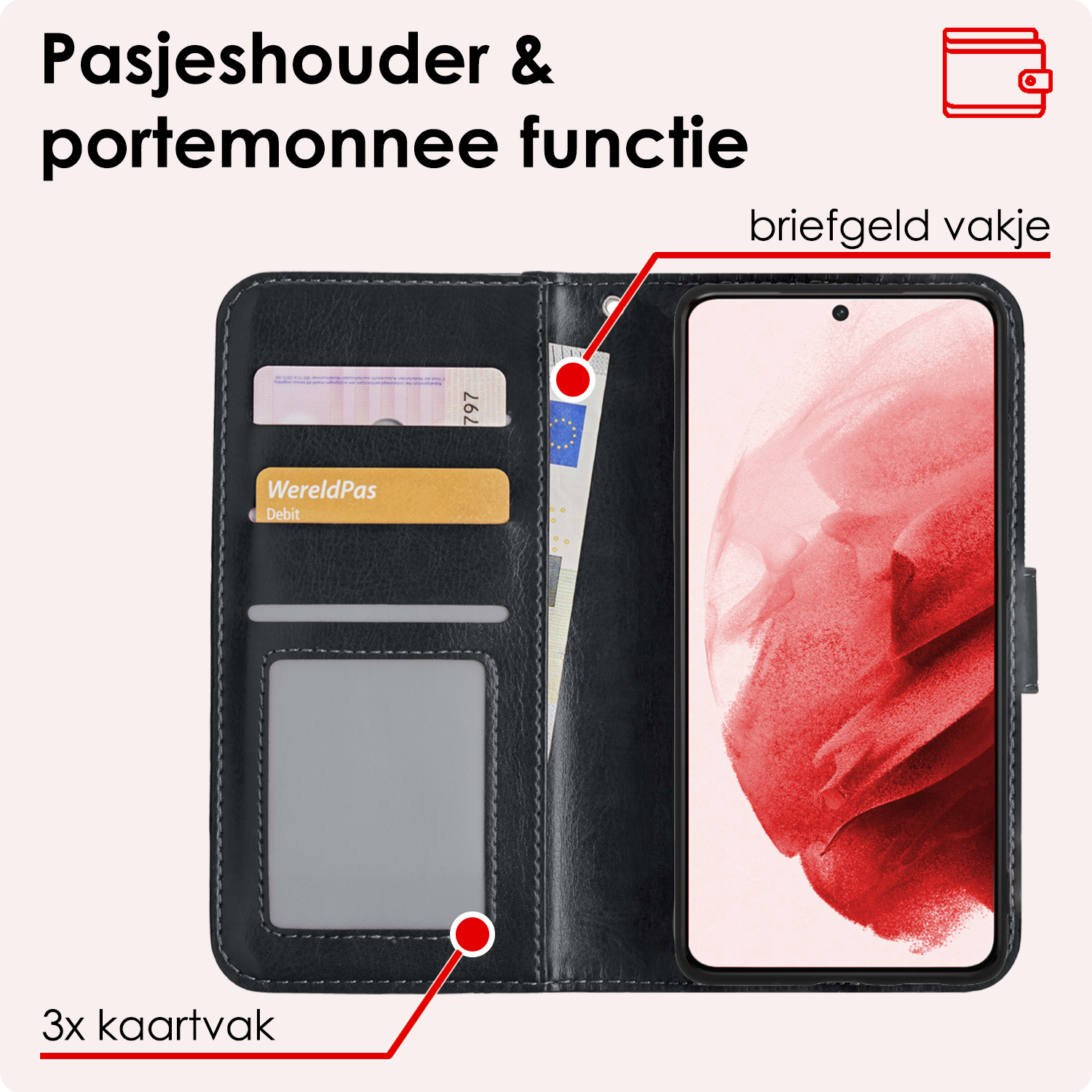 NoXx Hoes Geschikt voor <model> Hoesje Bookcase Hoes 2-in-1 Uitneembaar Cover Hard Case Met Screenprotector - <color>