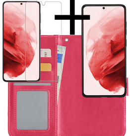 NoXx NoXx Samsung Galaxy S21 Plus Hoesje Bookcase Uitneembaar Met Screenprotector - Donkerroze