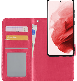 NoXx NoXx Samsung Galaxy S21 Plus Hoesje Bookcase Uitneembaar - Donkerroze