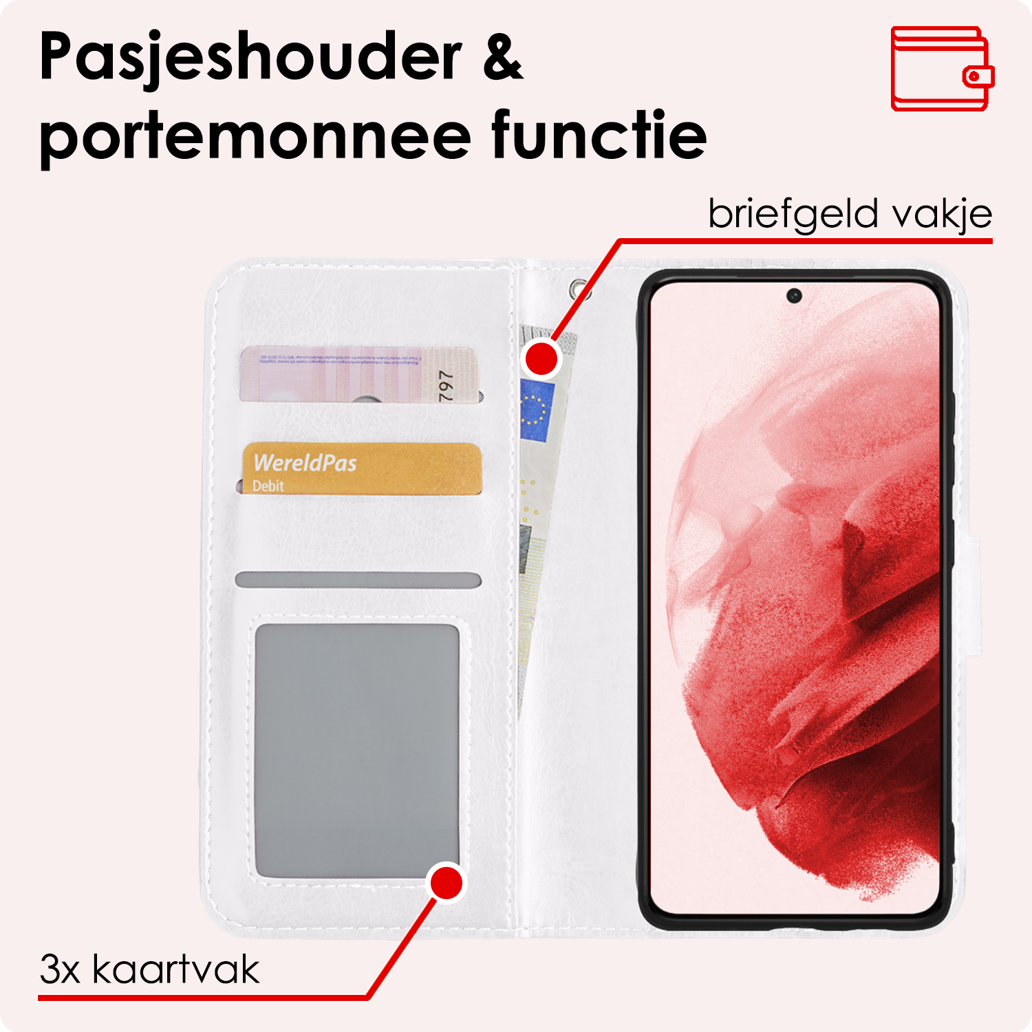 NoXx Hoes Geschikt voor <model> Hoesje Bookcase Hoes 2-in-1 Uitneembaar Cover Hard Case Met 2x Screenprotector - <color>