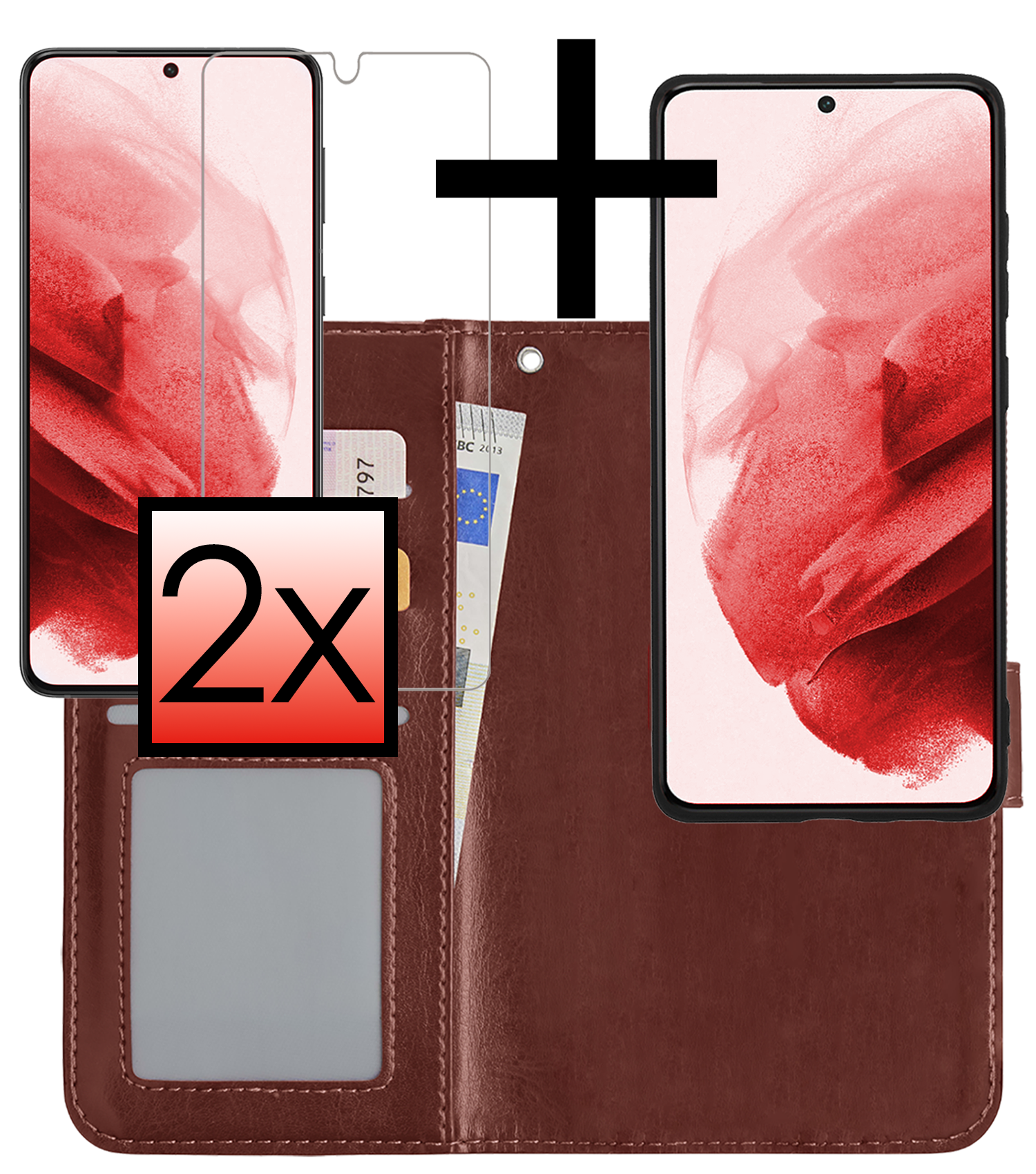 NoXx Hoes Geschikt voor <model> Hoesje Bookcase Hoes 2-in-1 Uitneembaar Cover Hard Case Met 2x Screenprotector - <color>