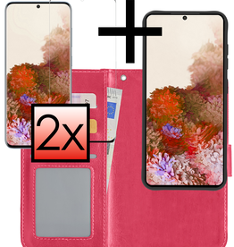NoXx NoXx Samsung Galaxy S20 Ultra Hoesje Bookcase Uitneembaar Met 2x Screenprotector - Donkerroze