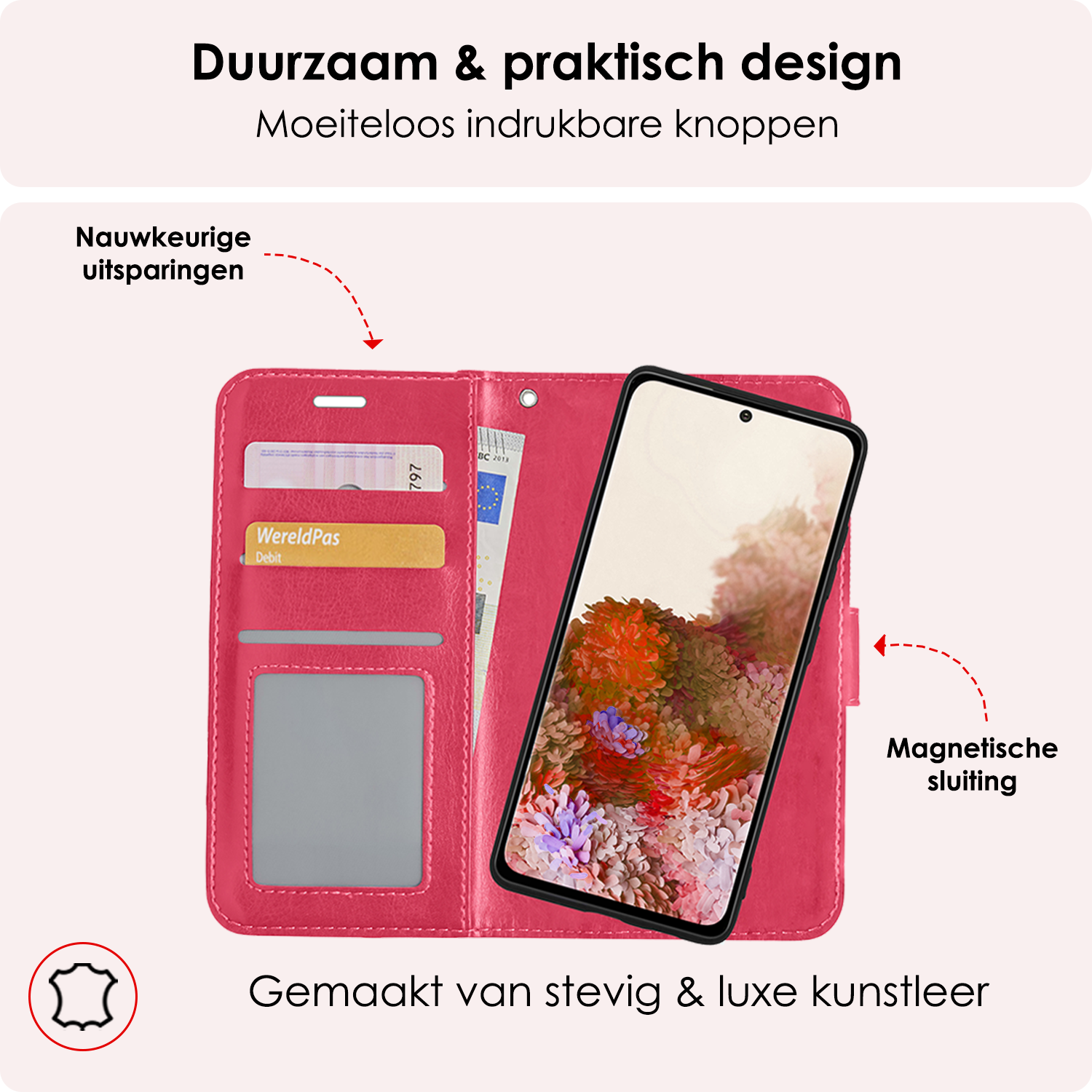 NoXx Hoes Geschikt voor <model> Hoesje Bookcase Hoes 2-in-1 Uitneembaar Cover Hard Case Met Screenprotector - <color>