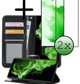 BASEY. BASEY. Samsung Galaxy S22 Ultra Hoesje Bookcase Uitneembaar Met 2x Screenprotector - Zwart