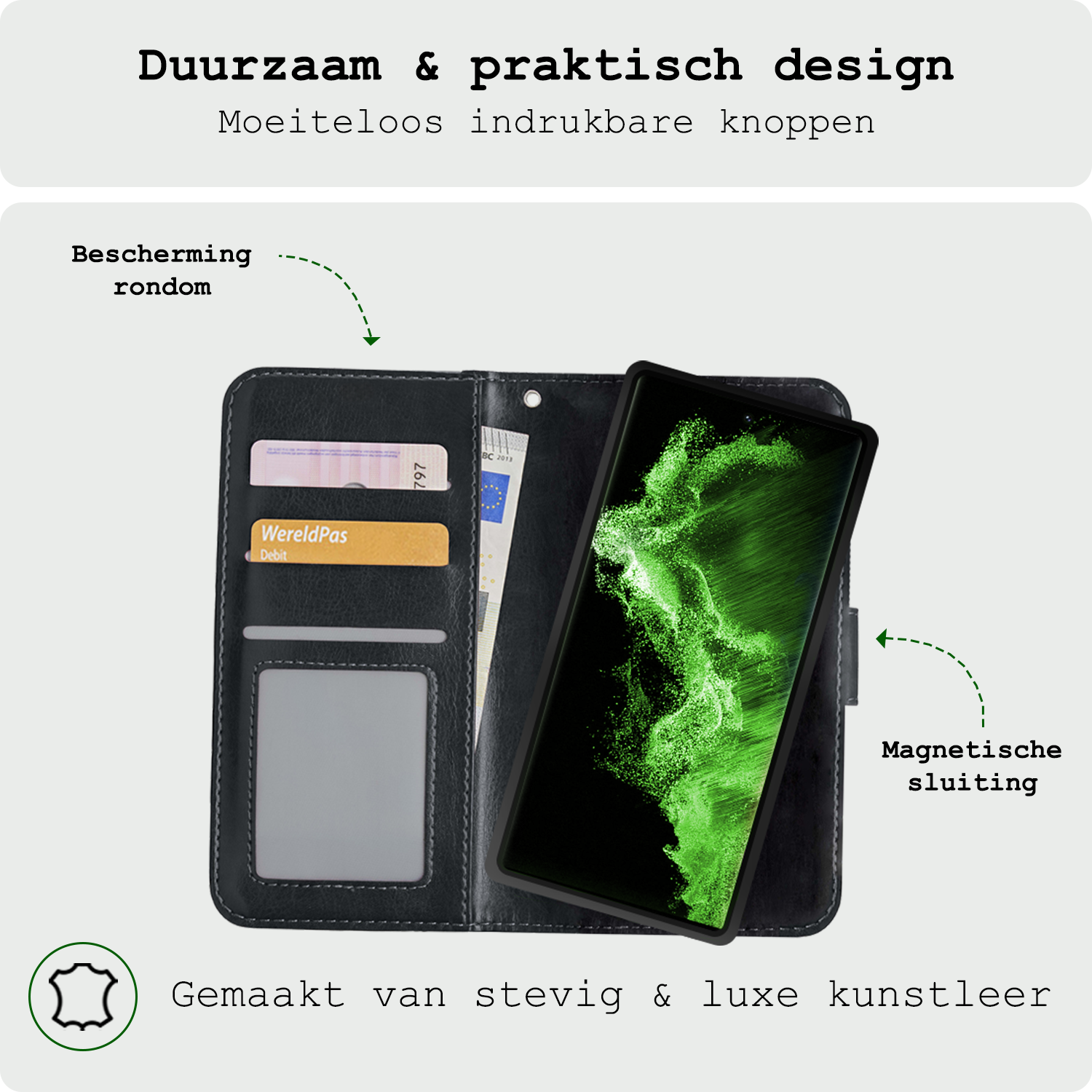 BASEY. Hoes Geschikt voor <model> Hoesje Bookcase Hoes 2-in-1 Cover Met 2x Screenprotector - Hoesje Geschikt voor <model2> Hoes 2-in-1 Hoesje Case - <color>