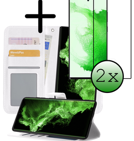 BASEY. BASEY. Samsung Galaxy S22 Ultra Hoesje Bookcase Uitneembaar Met 2x Screenprotector - Wit