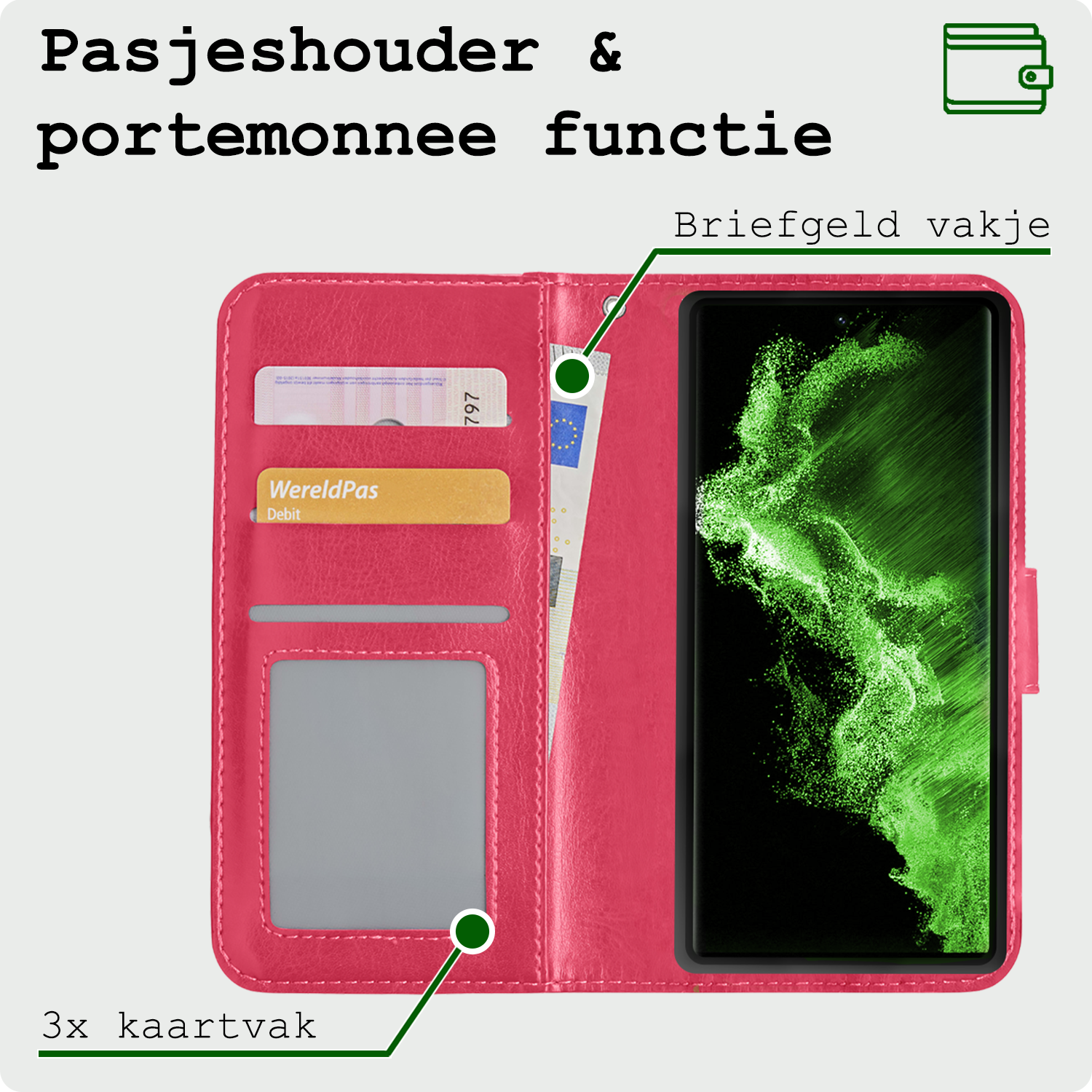 BASEY. Hoes Geschikt voor <model> Hoesje Bookcase Hoes 2-in-1 Cover Met 2x Screenprotector - Hoesje Geschikt voor <model2> Hoes 2-in-1 Hoesje Case - <color>