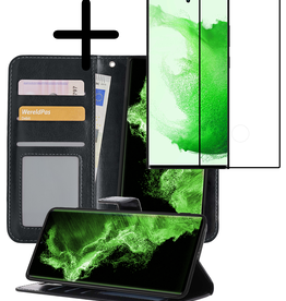 BASEY. BASEY. Samsung Galaxy S22 Ultra Hoesje Bookcase Uitneembaar Met Screenprotector - Zwart