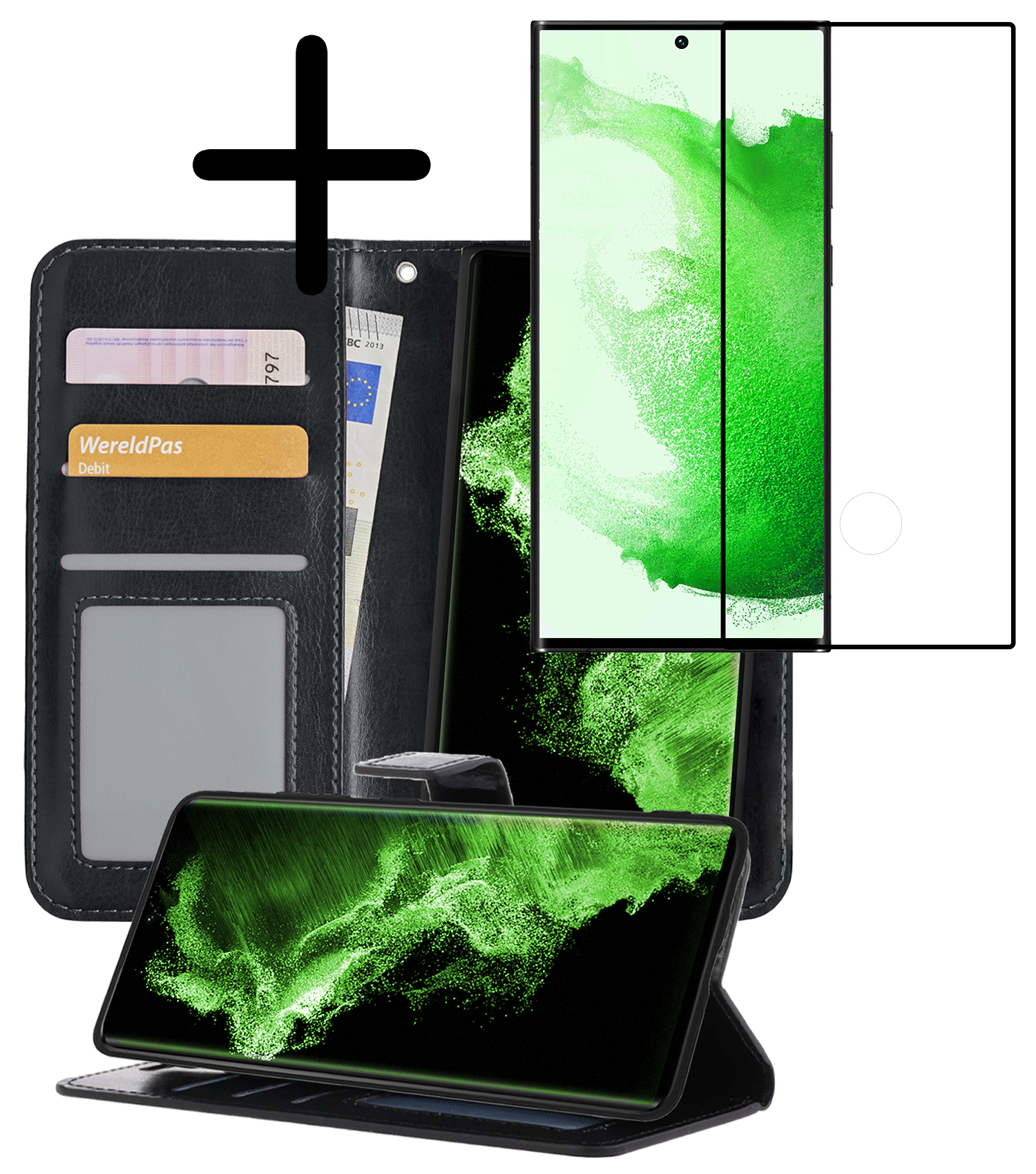 BASEY. Hoes Geschikt voor <model> Hoesje Bookcase Hoes 2-in-1 Cover Met Screenprotector - Hoesje Geschikt voor <model2> Hoes 2-in-1 Hoesje Case - <color>