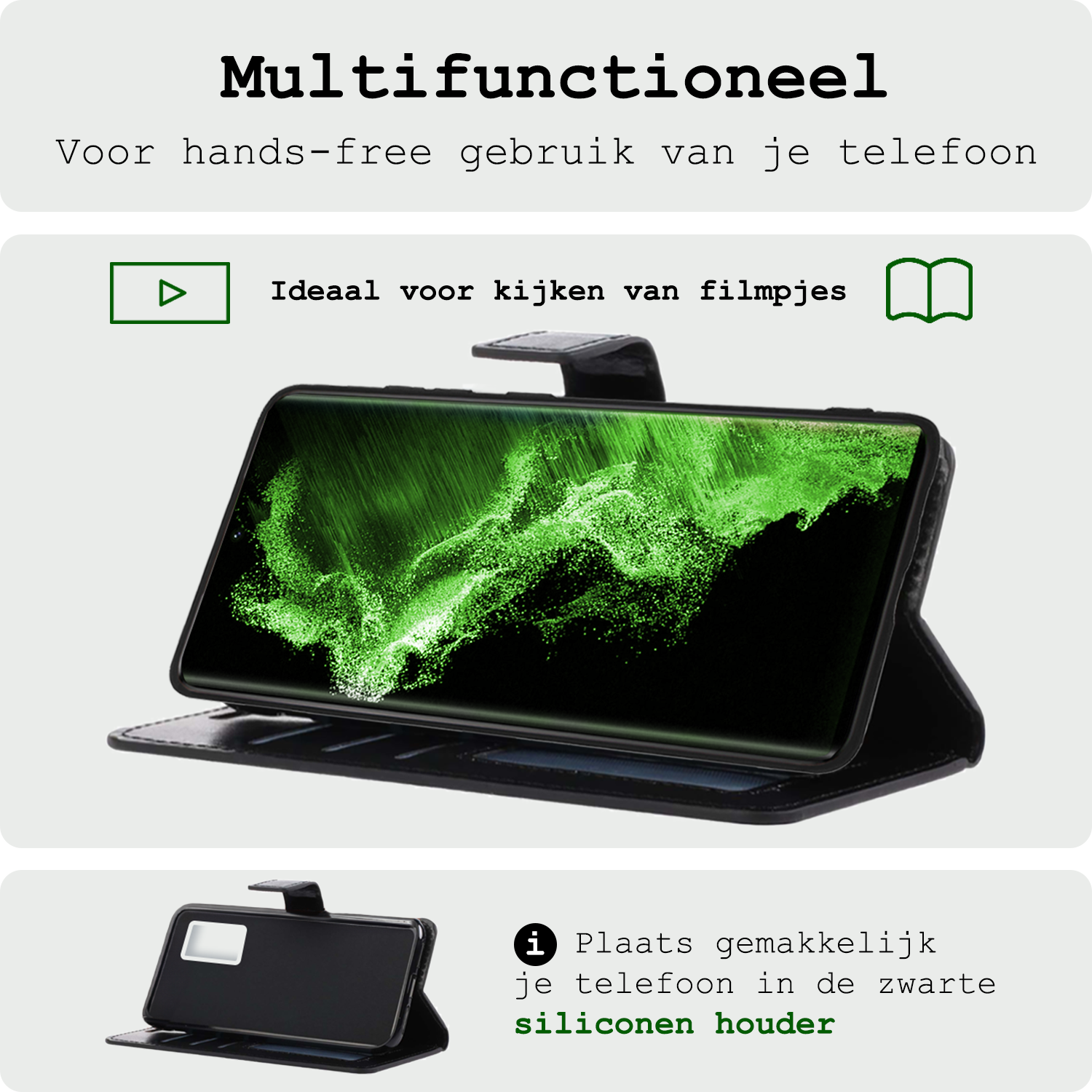 BASEY. Hoes Geschikt voor <model> Hoesje Bookcase Hoes 2-in-1 Cover Met Screenprotector - Hoesje Geschikt voor <model2> Hoes 2-in-1 Hoesje Case - <color>