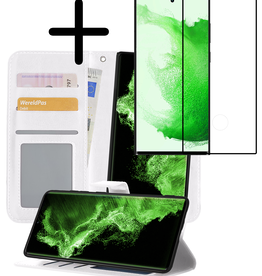 BASEY. BASEY. Samsung Galaxy S22 Ultra Hoesje Bookcase Uitneembaar Met Screenprotector - Wit