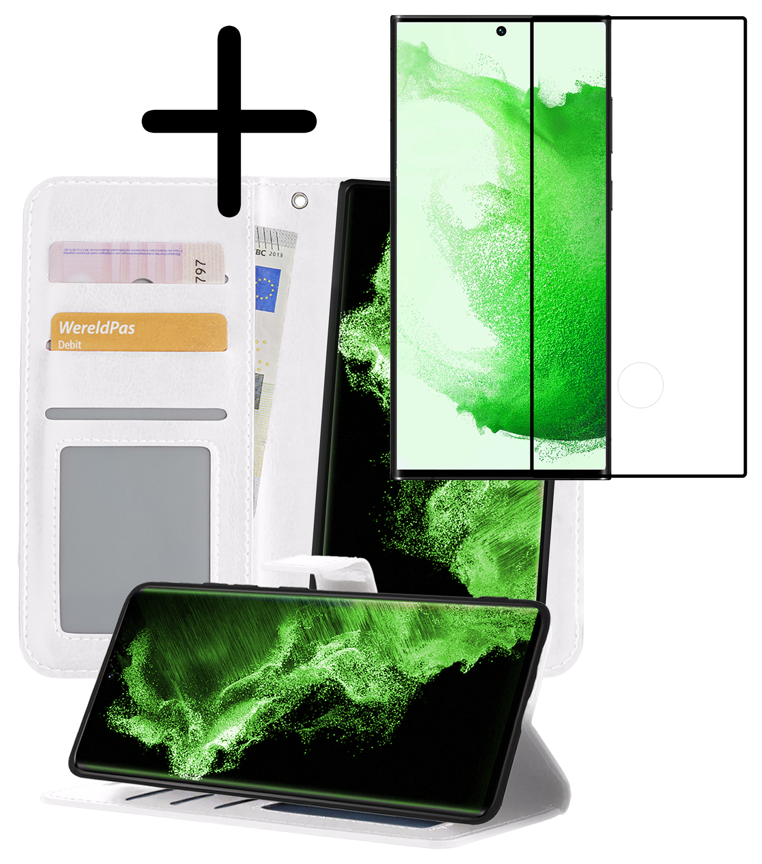 BASEY. Hoes Geschikt voor <model> Hoesje Bookcase Hoes 2-in-1 Cover Met Screenprotector - Hoesje Geschikt voor <model2> Hoes 2-in-1 Hoesje Case - <color>