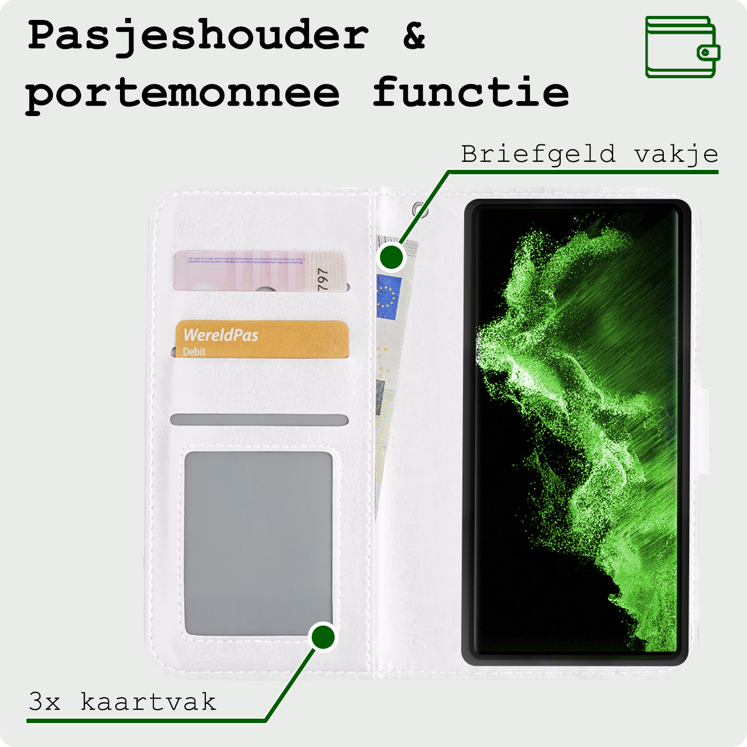 BASEY. Hoes Geschikt voor <model> Hoesje Bookcase Hoes 2-in-1 Cover Met Screenprotector - Hoesje Geschikt voor <model2> Hoes 2-in-1 Hoesje Case - <color>