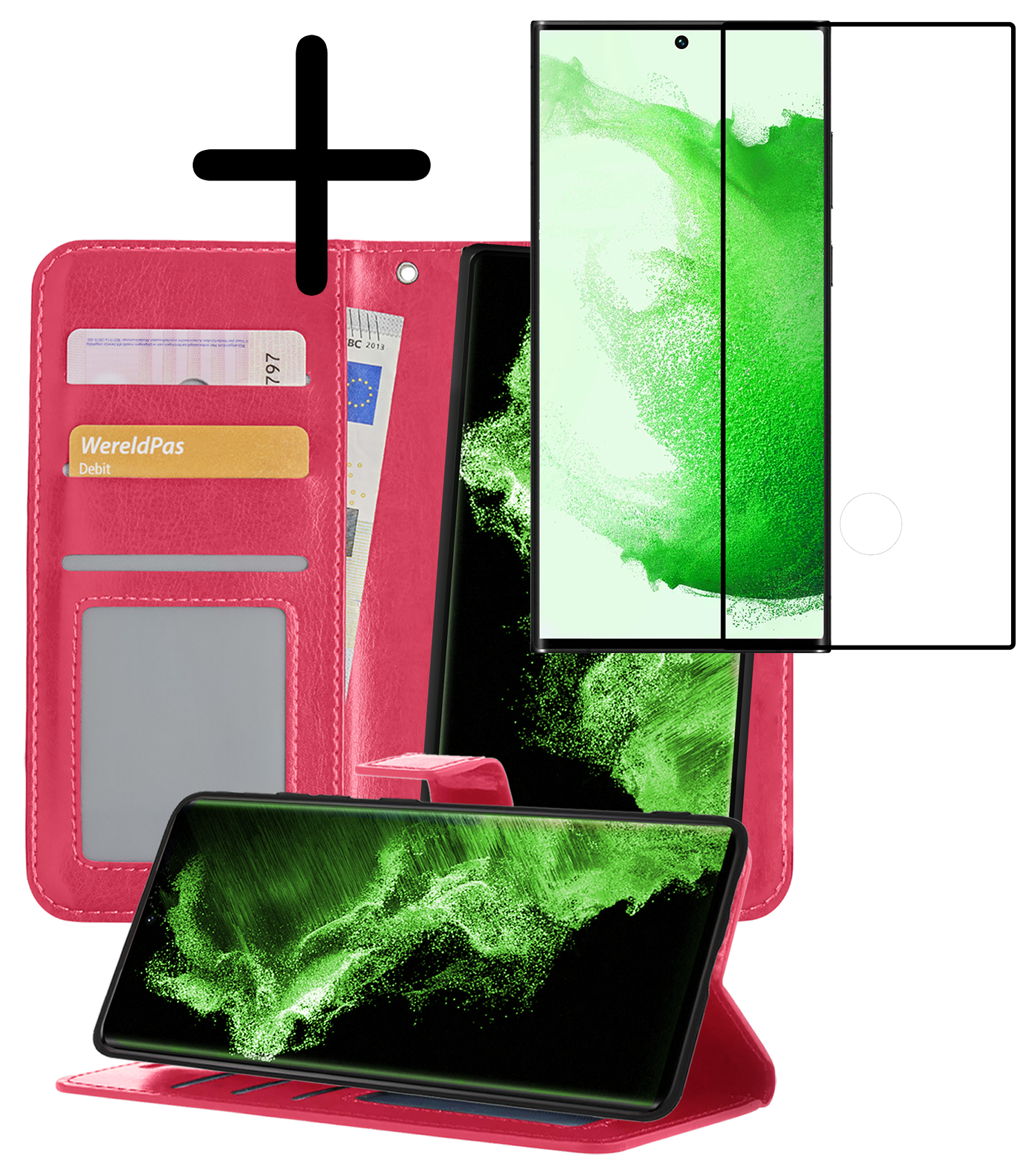 BASEY. Hoes Geschikt voor <model> Hoesje Bookcase Hoes 2-in-1 Cover Met Screenprotector - Hoesje Geschikt voor <model2> Hoes 2-in-1 Hoesje Case - <color>