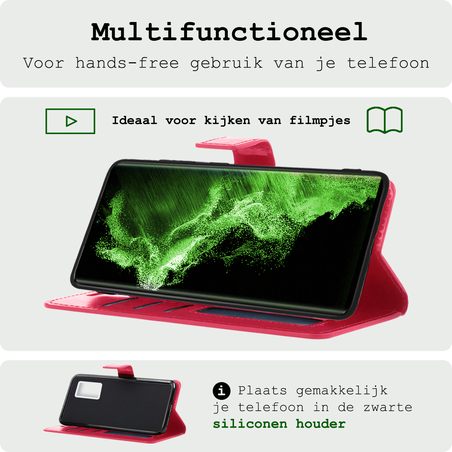 BASEY. Hoes Geschikt voor <model> Hoesje Bookcase Hoes 2-in-1 Cover Met Screenprotector - Hoesje Geschikt voor <model2> Hoes 2-in-1 Hoesje Case - <color>