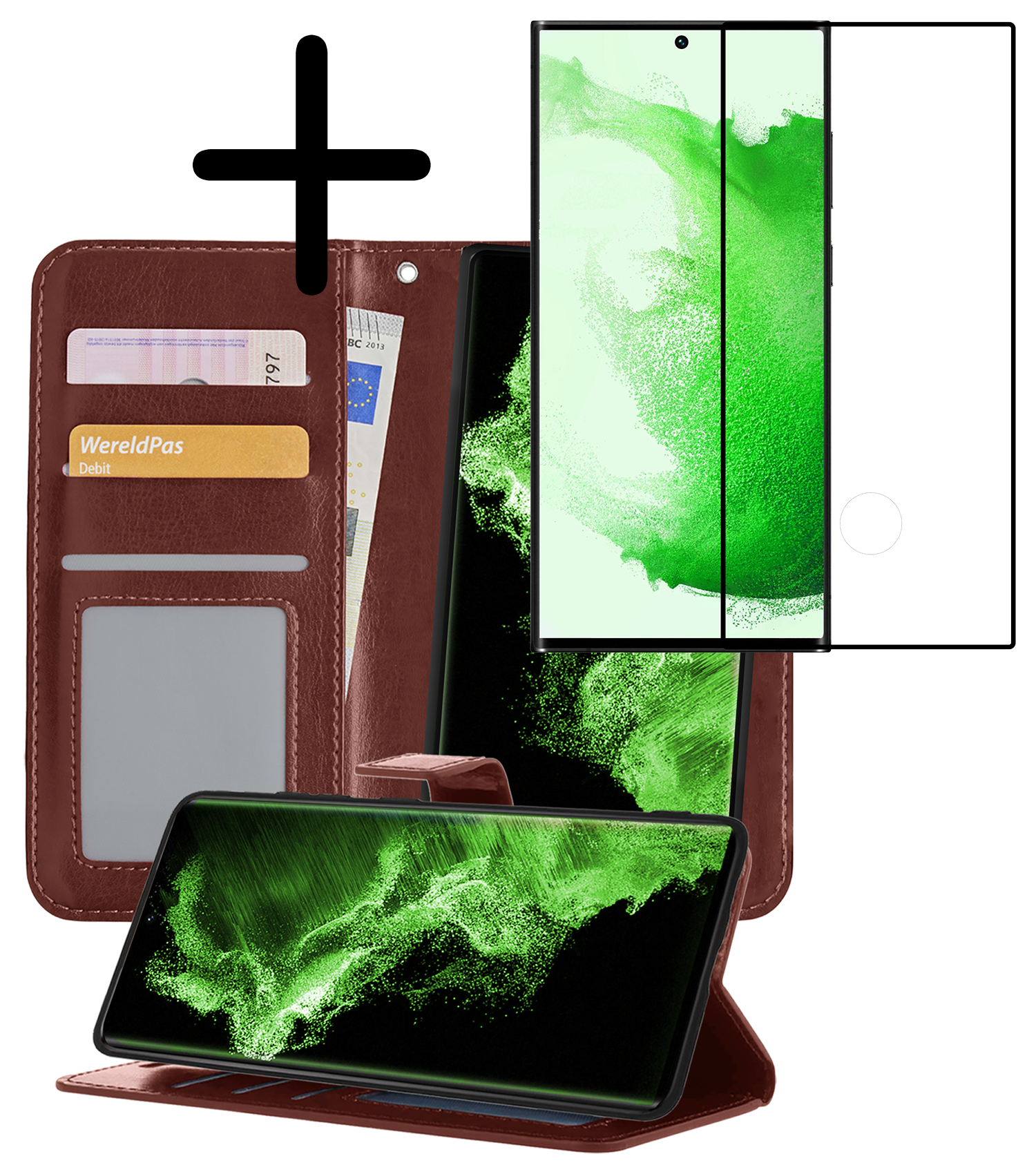 BASEY. Hoes Geschikt voor <model> Hoesje Bookcase Hoes 2-in-1 Cover Met Screenprotector - Hoesje Geschikt voor <model2> Hoes 2-in-1 Hoesje Case - <color>