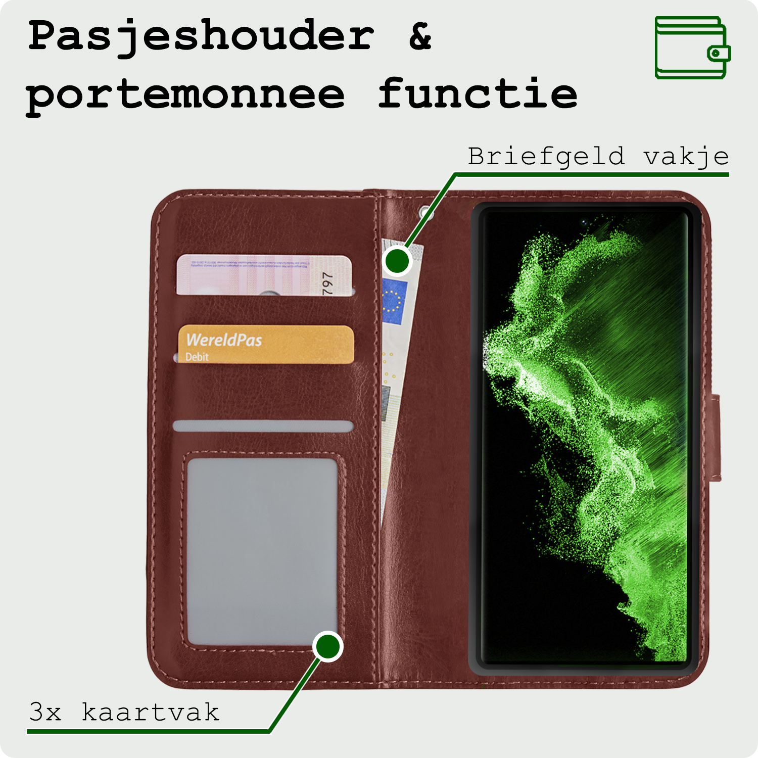 BASEY. Hoes Geschikt voor <model> Hoesje Bookcase Hoes 2-in-1 Cover Met Screenprotector - Hoesje Geschikt voor <model2> Hoes 2-in-1 Hoesje Case - <color>