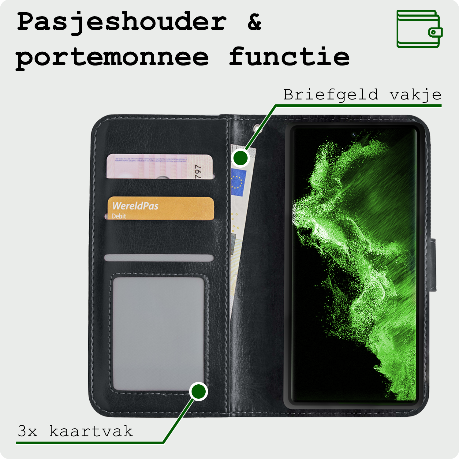 BASEY. Hoes Geschikt voor <model> Hoesje Bookcase Hoes 2-in-1 Cover - Hoesje Geschikt voor <model2> Hoes 2-in-1 Hoesje Case - <color>