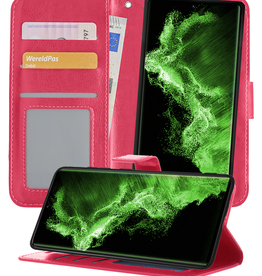 BASEY. BASEY. Samsung Galaxy S22 Ultra Hoesje Bookcase Uitneembaar - Donkerroze