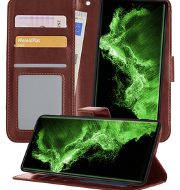 BASEY. BASEY. Samsung Galaxy S22 Ultra Hoesje Bookcase Uitneembaar - Bruin
