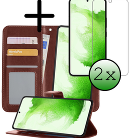 BASEY. BASEY. Samsung Galaxy S22 Plus Hoesje Bookcase Uitneembaar Met 2x Screenprotector - Bruin