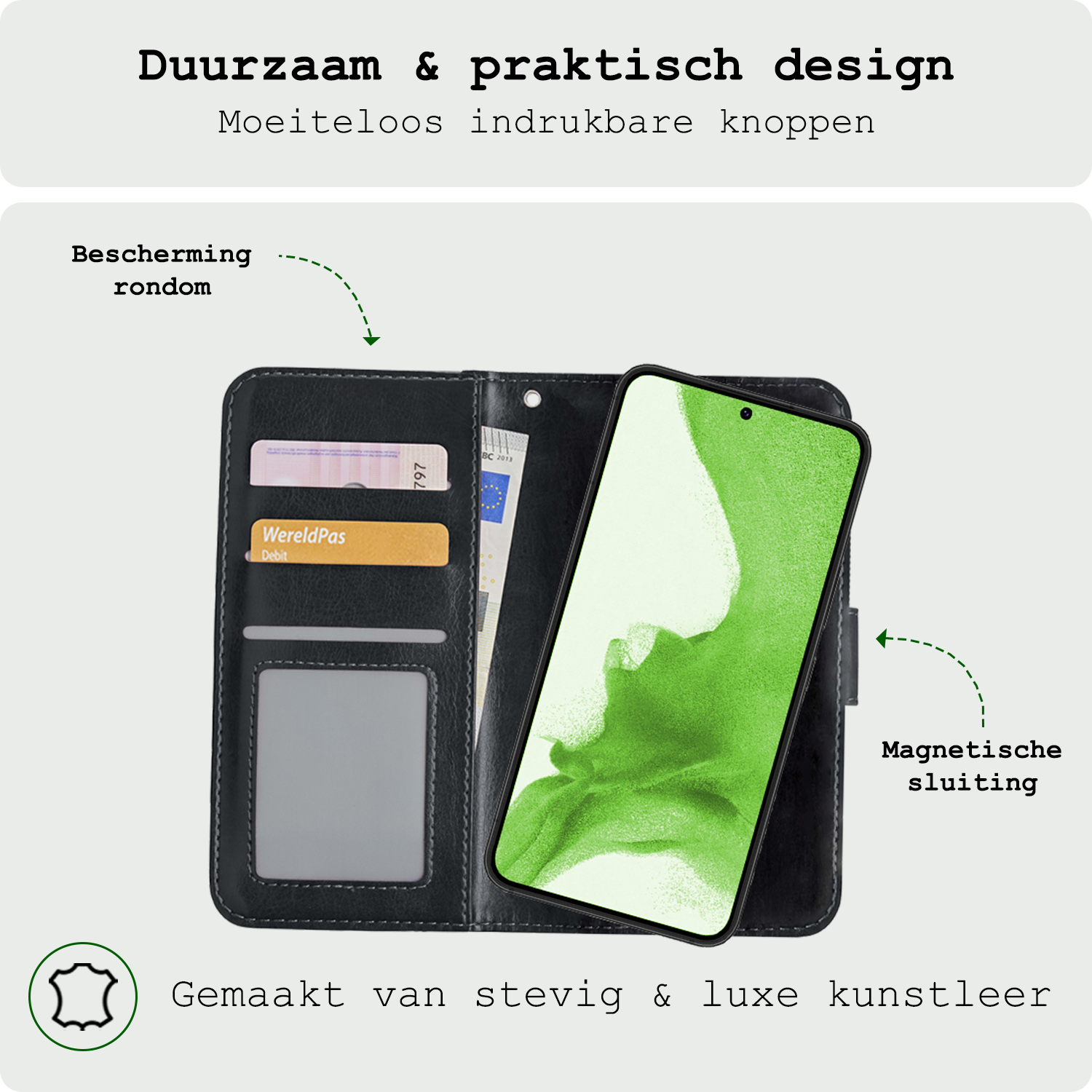 BASEY. Hoes Geschikt voor <model> Hoesje Bookcase Hoes 2-in-1 Cover Met Screenprotector - Hoesje Geschikt voor <model2> Hoes 2-in-1 Hoesje Case - <color>