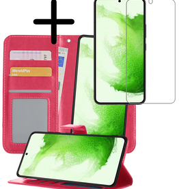 BASEY. BASEY. Samsung Galaxy S22 Plus Hoesje Bookcase Uitneembaar Met Screenprotector - Donkerroze
