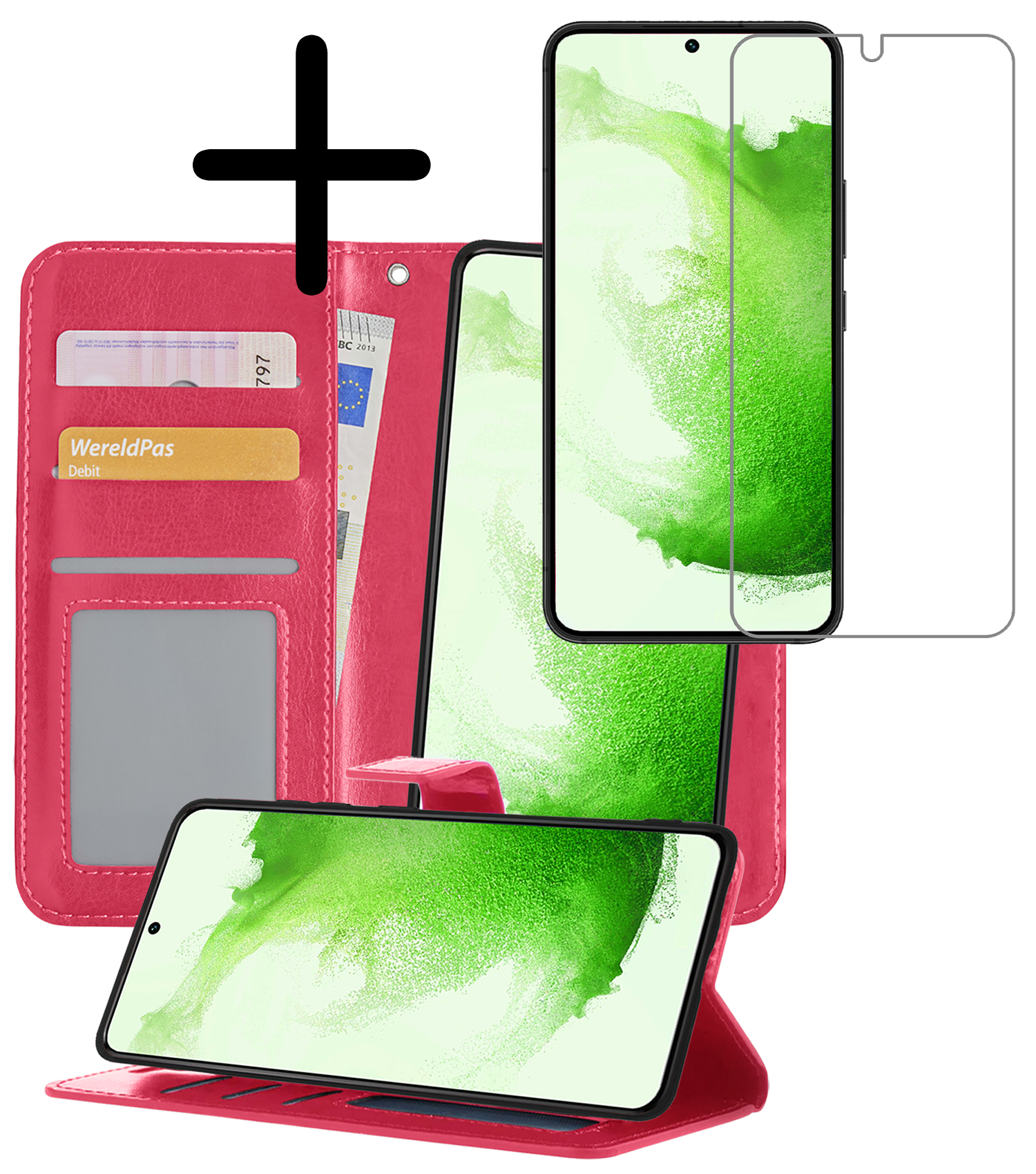 BASEY. Hoes Geschikt voor <model> Hoesje Bookcase Hoes 2-in-1 Cover Met Screenprotector - Hoesje Geschikt voor <model2> Hoes 2-in-1 Hoesje Case - <color>