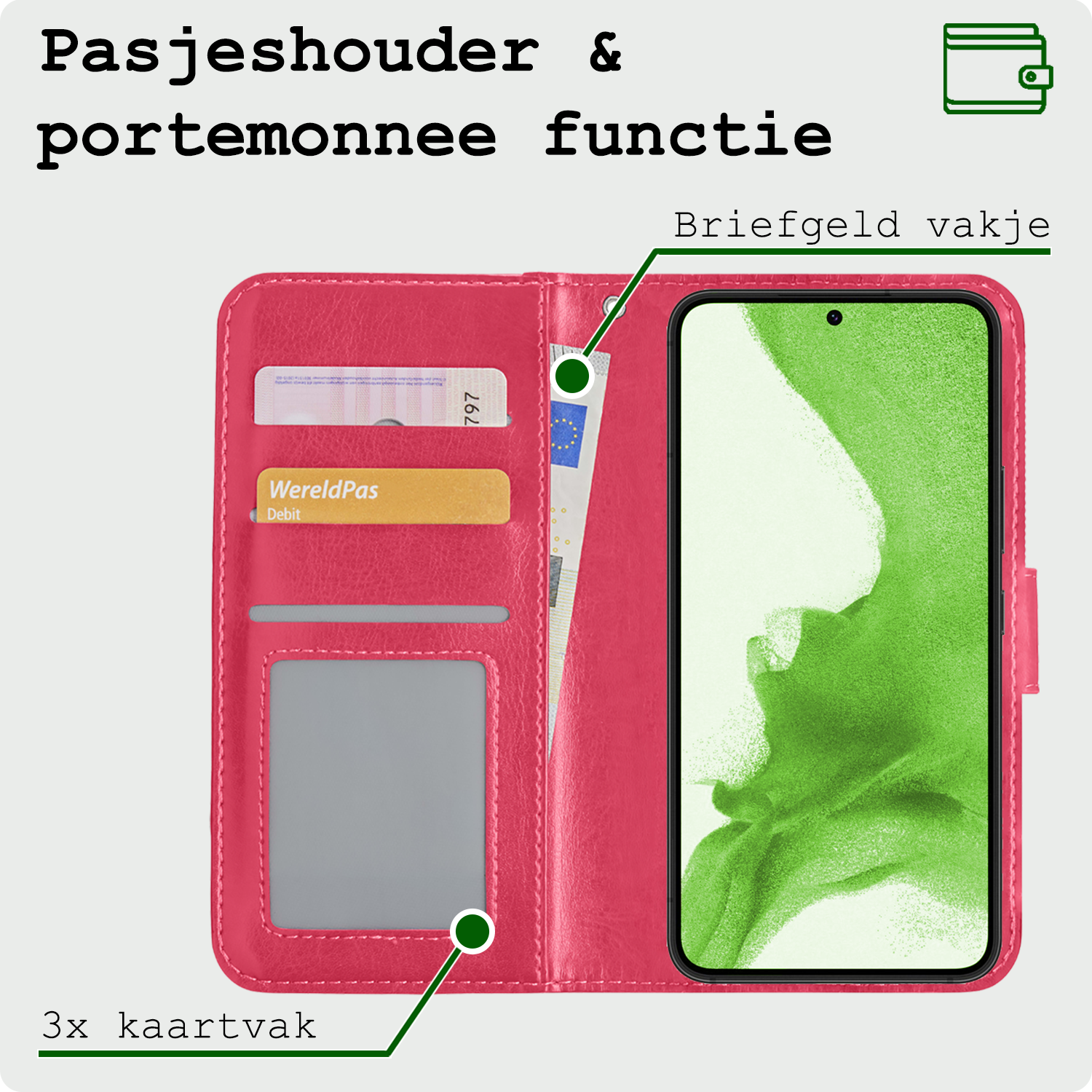 BASEY. Hoes Geschikt voor <model> Hoesje Bookcase Hoes 2-in-1 Cover Met Screenprotector - Hoesje Geschikt voor <model2> Hoes 2-in-1 Hoesje Case - <color>