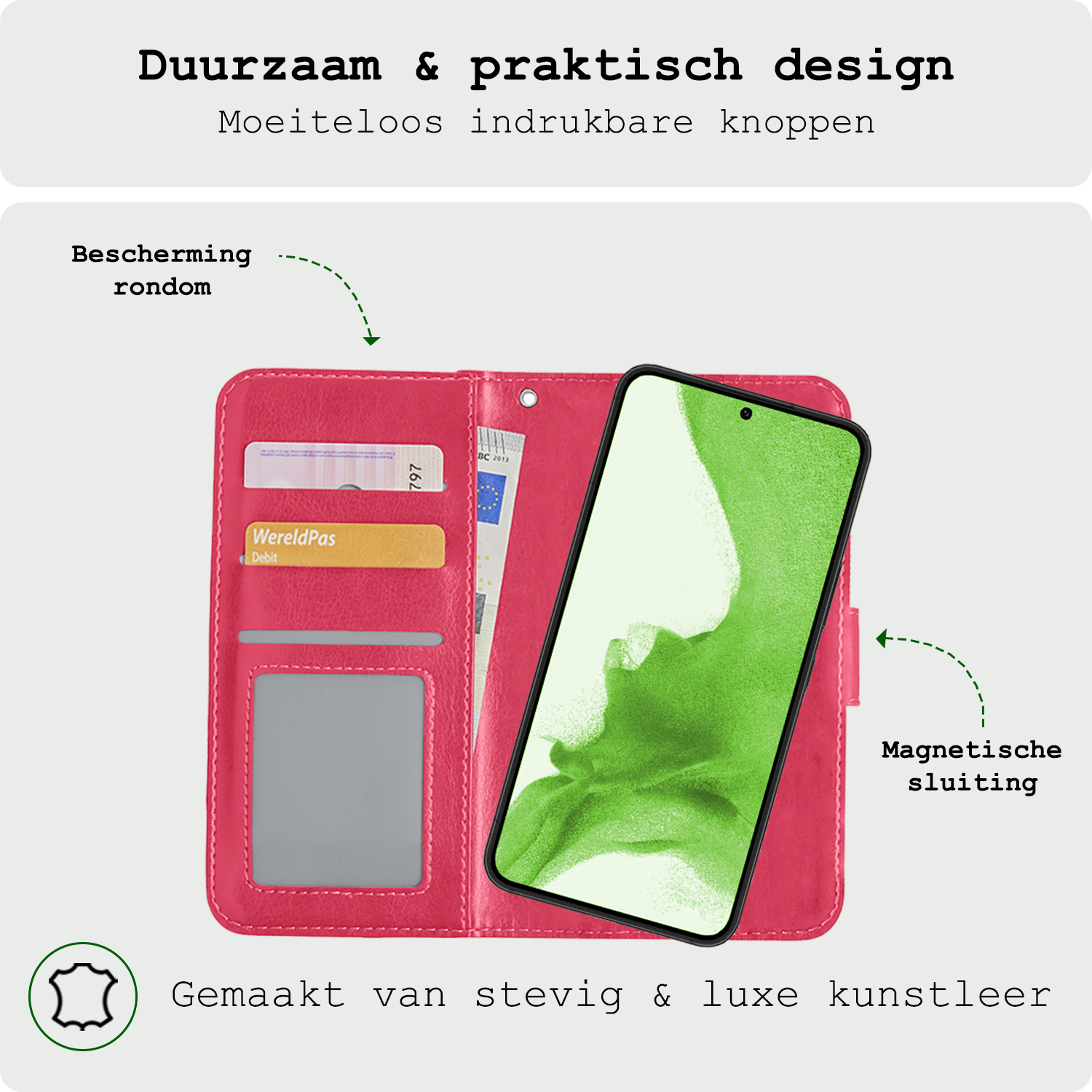 BASEY. Hoes Geschikt voor <model> Hoesje Bookcase Hoes 2-in-1 Cover Met Screenprotector - Hoesje Geschikt voor <model2> Hoes 2-in-1 Hoesje Case - <color>