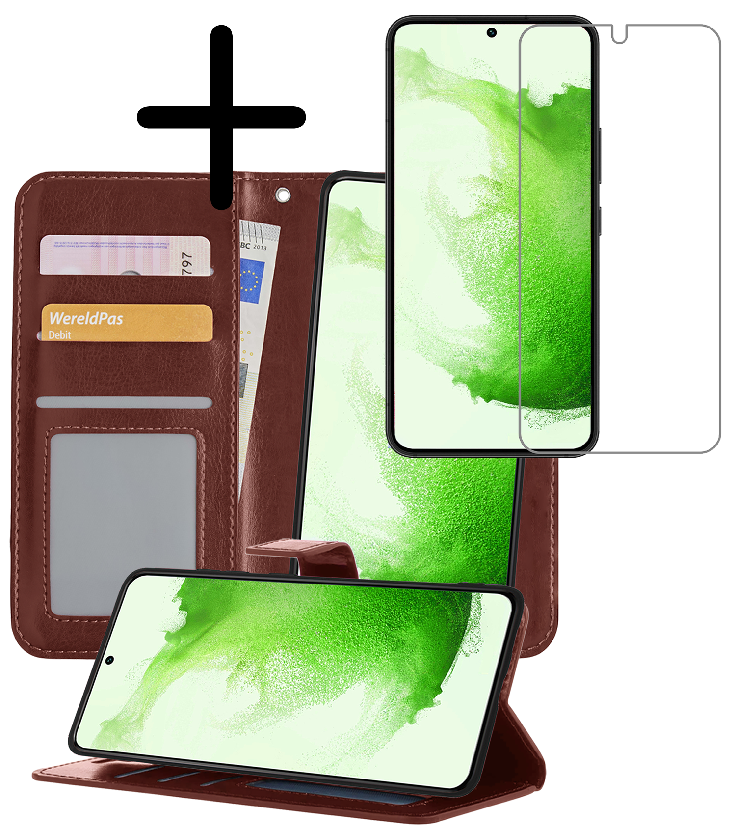 BASEY. Hoes Geschikt voor <model> Hoesje Bookcase Hoes 2-in-1 Cover Met Screenprotector - Hoesje Geschikt voor <model2> Hoes 2-in-1 Hoesje Case - <color>