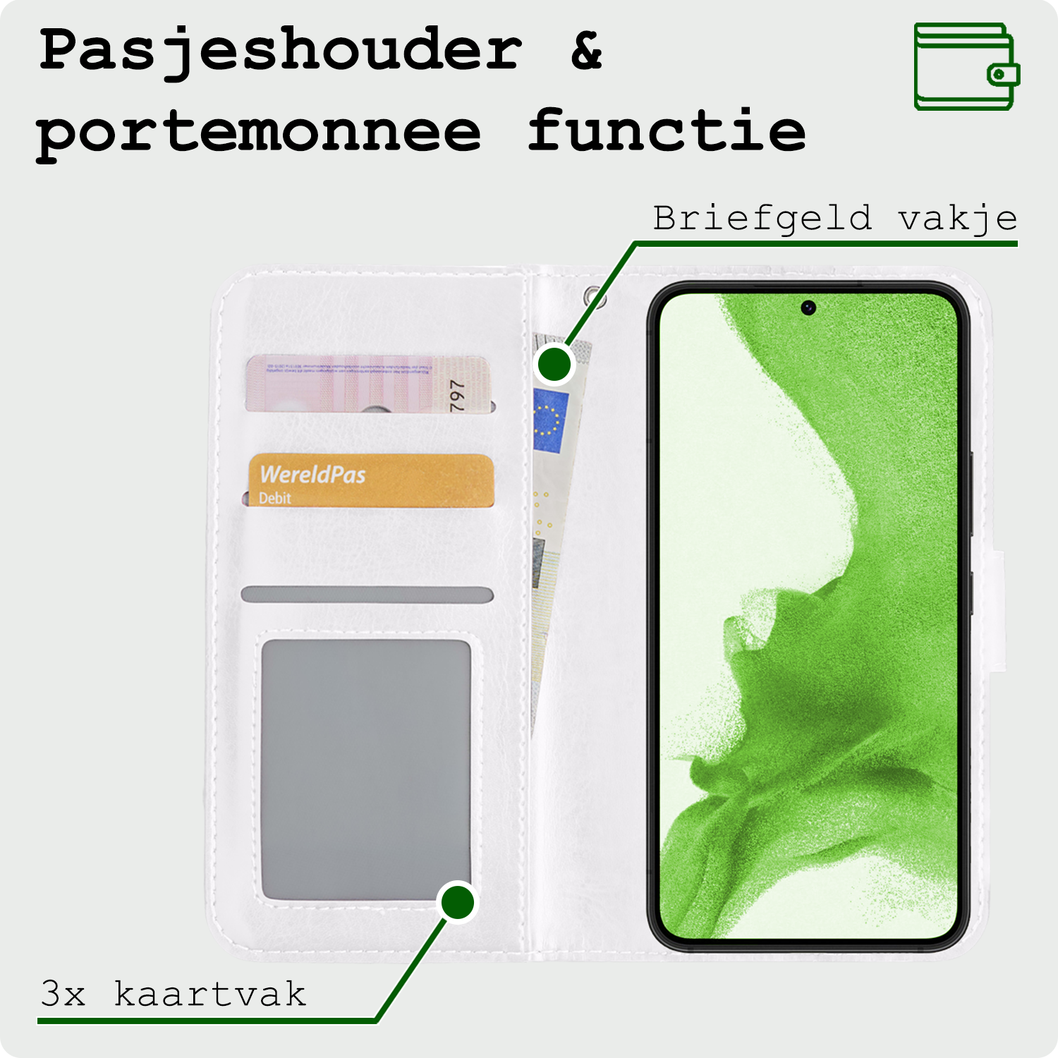 BASEY. Hoes Geschikt voor <model> Hoesje Bookcase Hoes 2-in-1 Cover - Hoesje Geschikt voor <model2> Hoes 2-in-1 Hoesje Case - <color>