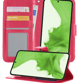 BASEY. BASEY. Samsung Galaxy S22 Plus Hoesje Bookcase Uitneembaar - Donkerroze