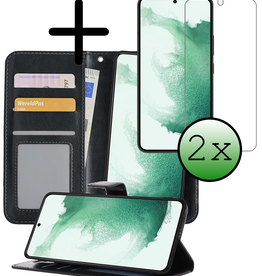 BASEY. BASEY. Samsung Galaxy S22 Hoesje Bookcase Uitneembaar Met 2x Screenprotector - Zwart