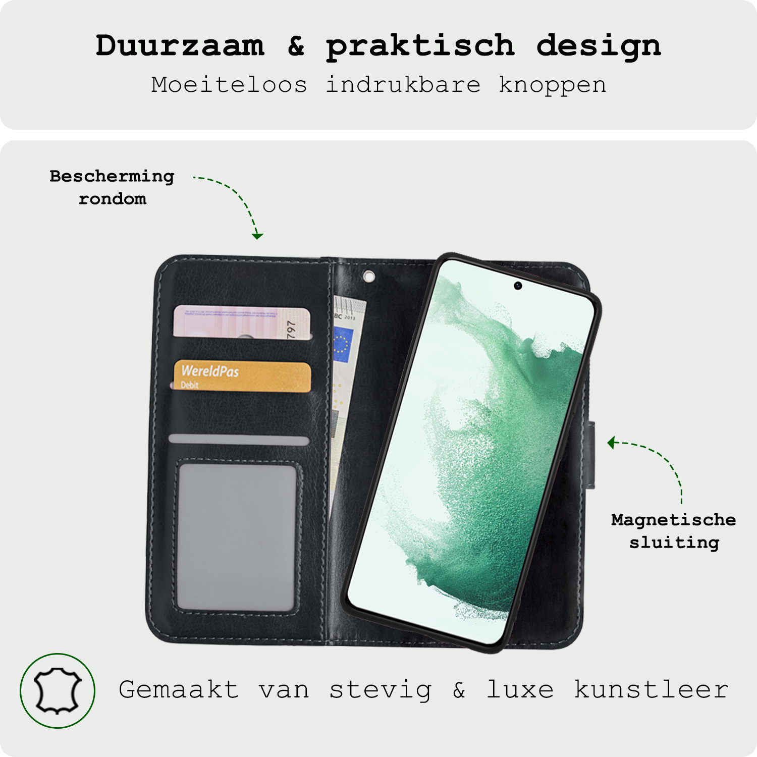 BASEY. Hoes Geschikt voor <model> Hoesje Bookcase Hoes 2-in-1 Cover Met 2x Screenprotector - Hoesje Geschikt voor <model2> Hoes 2-in-1 Hoesje Case - <color>
