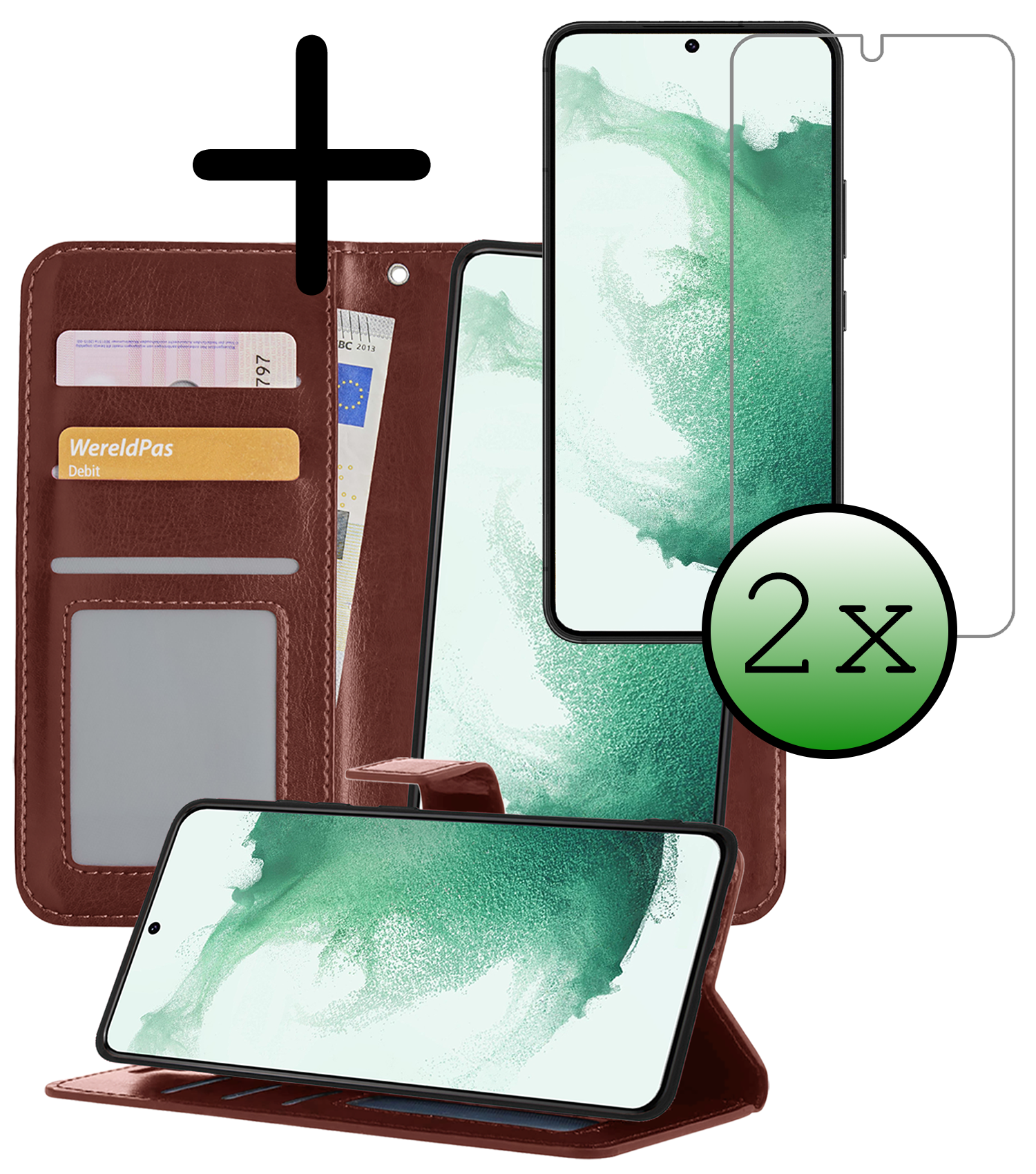 BASEY. Hoes Geschikt voor <model> Hoesje Bookcase Hoes 2-in-1 Cover Met 2x Screenprotector - Hoesje Geschikt voor <model2> Hoes 2-in-1 Hoesje Case - <color>