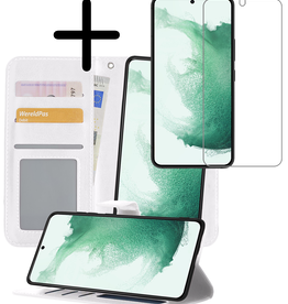 BASEY. BASEY. Samsung Galaxy S22 Hoesje Bookcase Uitneembaar Met Screenprotector - Wit