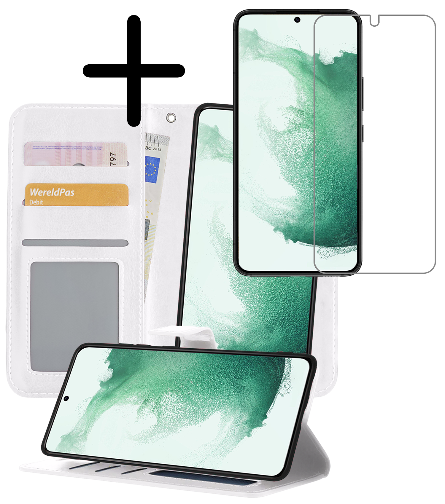 BASEY. Hoes Geschikt voor <model> Hoesje Bookcase Hoes 2-in-1 Cover Met Screenprotector - Hoesje Geschikt voor <model2> Hoes 2-in-1 Hoesje Case - <color>