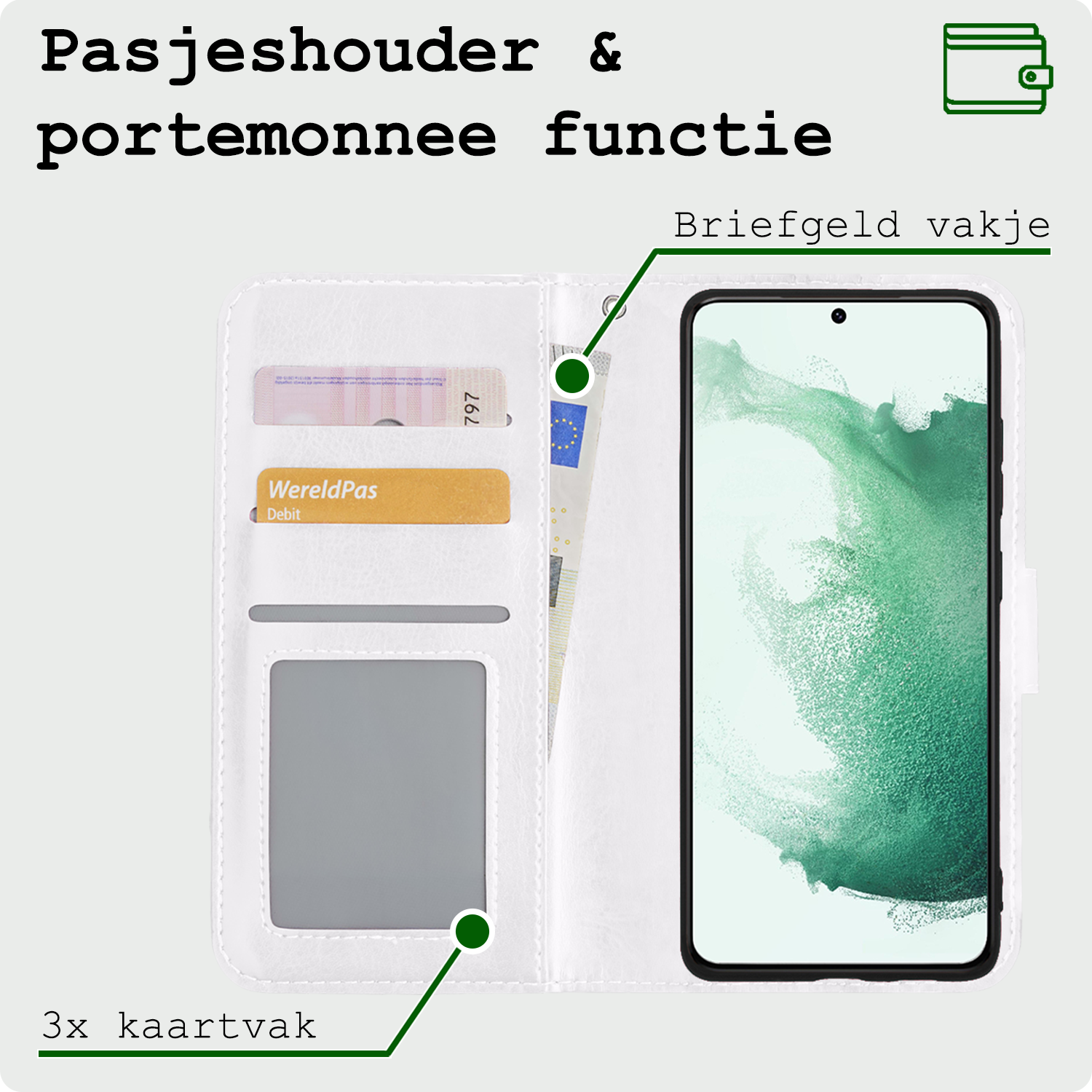 BASEY. Hoes Geschikt voor <model> Hoesje Bookcase Hoes 2-in-1 Cover Met Screenprotector - Hoesje Geschikt voor <model2> Hoes 2-in-1 Hoesje Case - <color>