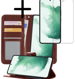 BASEY. BASEY. Samsung Galaxy S22 Hoesje Bookcase Uitneembaar Met Screenprotector - Bruin