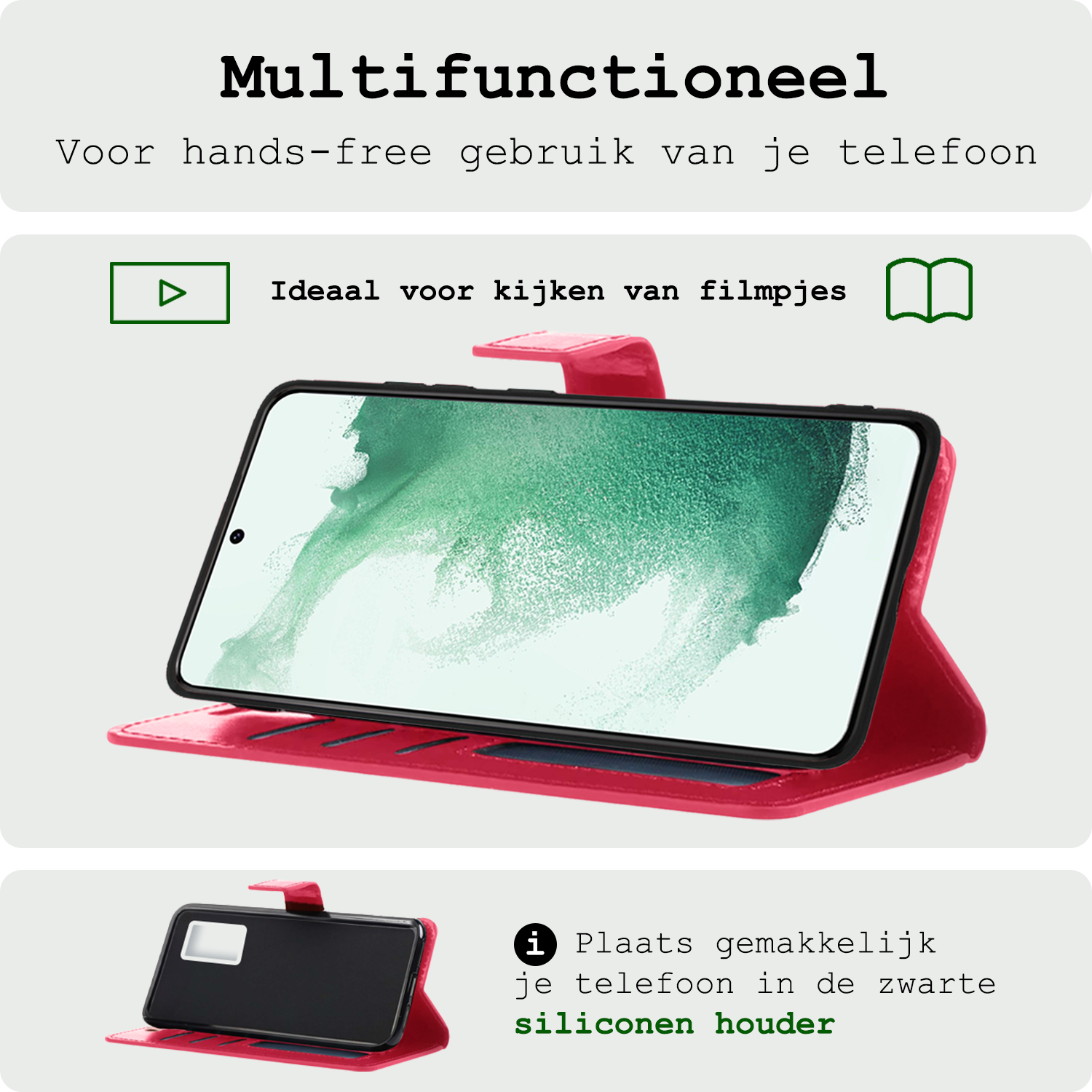 BASEY. Hoes Geschikt voor <model> Hoesje Bookcase Hoes 2-in-1 Cover - Hoesje Geschikt voor <model2> Hoes 2-in-1 Hoesje Case - <color>