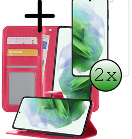 BASEY. BASEY. Samsung Galaxy S21 Ultra Hoesje Bookcase Uitneembaar Met 2x Screenprotector - Donkerroze