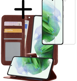 BASEY. BASEY. Samsung Galaxy S21 Ultra Hoesje Bookcase Uitneembaar Met Screenprotector - Bruin