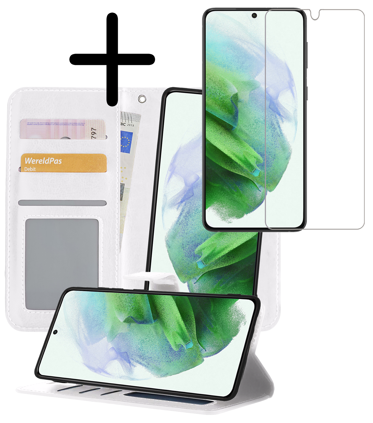 BASEY. Hoes Geschikt voor <model> Hoesje Bookcase Hoes 2-in-1 Cover Met Screenprotector - Hoesje Geschikt voor <model2> Hoes 2-in-1 Hoesje Case - <color>