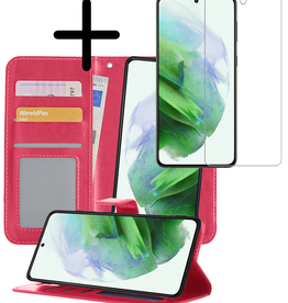 BASEY. BASEY. Samsung Galaxy S21 Plus Hoesje Bookcase Uitneembaar Met Screenprotector - Donkerroze