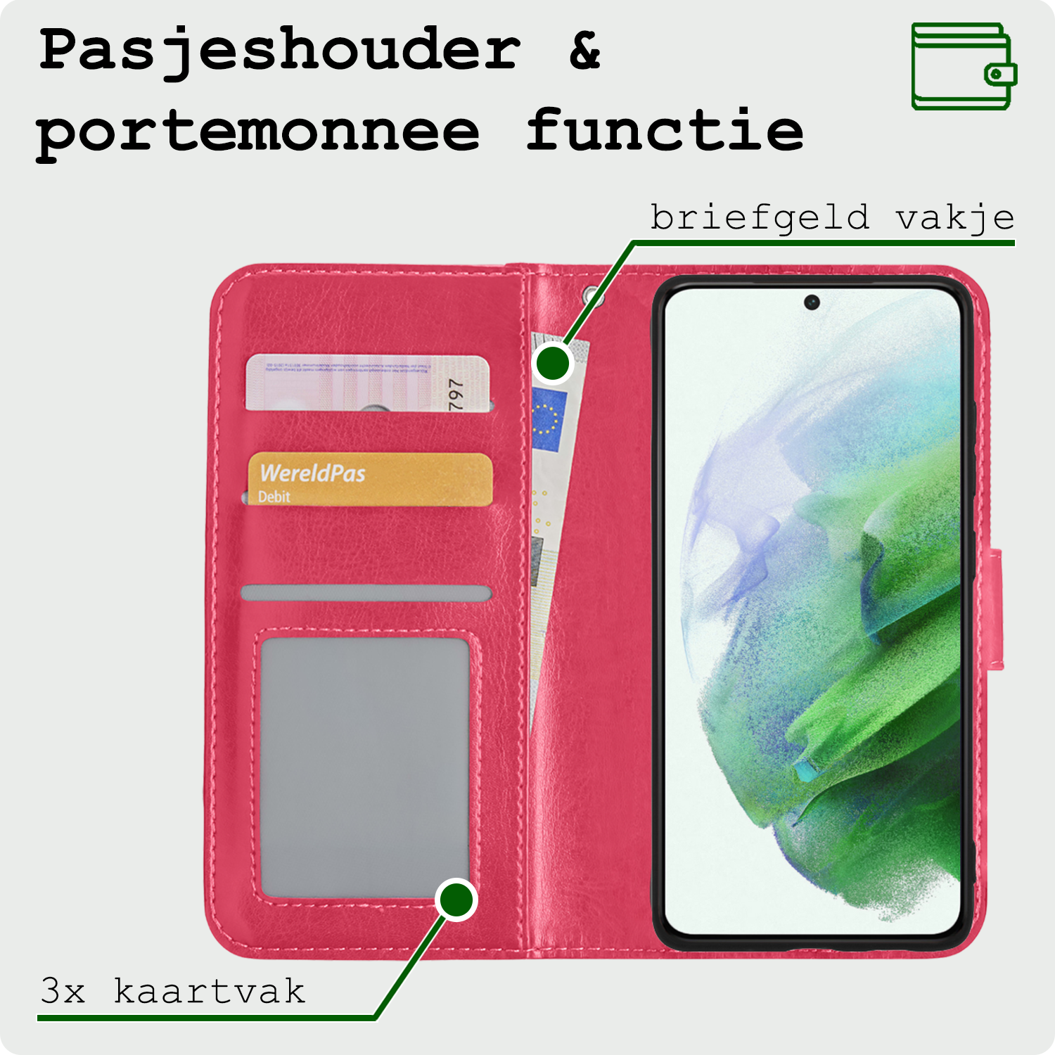 BASEY. Hoes Geschikt voor <model> Hoesje Bookcase Hoes 2-in-1 Cover Met Screenprotector - Hoesje Geschikt voor <model2> Hoes 2-in-1 Hoesje Case - <color>