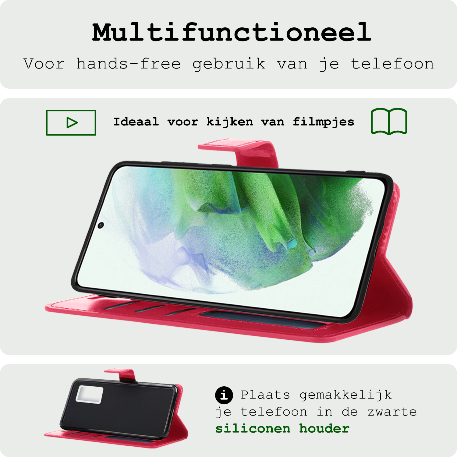 BASEY. Hoes Geschikt voor <model> Hoesje Bookcase Hoes 2-in-1 Cover Met Screenprotector - Hoesje Geschikt voor <model2> Hoes 2-in-1 Hoesje Case - <color>