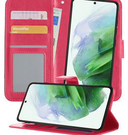 BASEY. BASEY. Samsung Galaxy S21 Plus Hoesje Bookcase Uitneembaar - Donkerroze