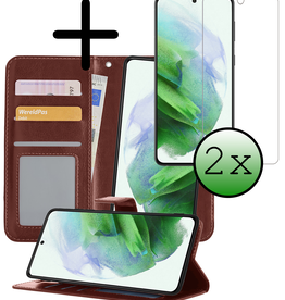 BASEY. BASEY. Samsung Galaxy S21 Hoesje Bookcase Uitneembaar Met 2x Screenprotector - Bruin